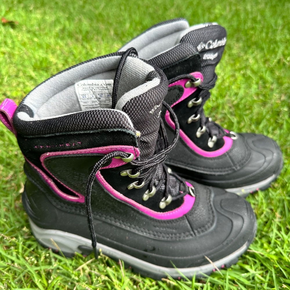 Women COLUMBIA Bugaboot Plus III Omni-Heat Black Pink Boots Size 9.5 - Picture 5 of 11